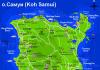 სად არის Koh Samui Koh Samui პლაჟების რუკა რუსულ ენაზე